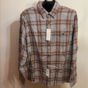 NWT Nordstrom Treasure & Bond Plaid Button-Down Shirt - Gray and Brown